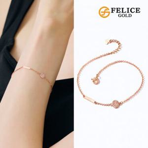 [펠리체골드] 14K 큐빅 스틱 체인 팔찌