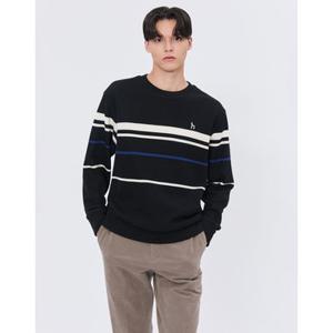 헤지스 남성 24FW 스테디셀러 블랙 짜임 면 맨투맨티셔츠 WHTS4D344BK