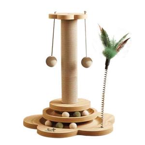 딩동펫 고양이 플라워 원목 사이잘 기둥 스크래쳐