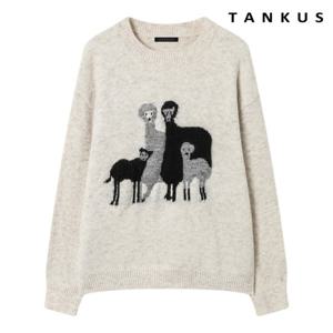 [탱커스]애니멀 자수 라운드넥 긴팔 니트 (TX4KP029L0)