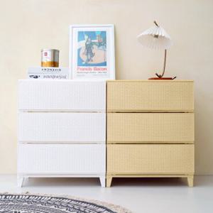 보노하우스 가든 라탄 550 3단 플라스틱 서랍장 와이드 수납 정리함