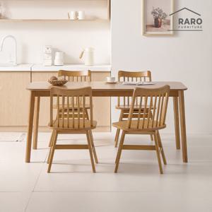 라로퍼니처 알토 1650 고무나무 원목 6인 회전의자 식탁 세트(식탁+의자4)