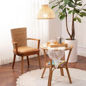 에보니아 천연 라탄의자 러스틱 라탄우드 암체어 식탁의자