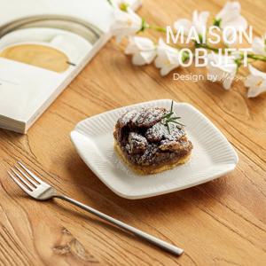 [윤도자기] 순백 화이트 도자기 정사각접시 소