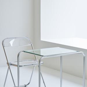 포더홈 페어 강화유리 데스크 650 + 폴딩 클리어 체어