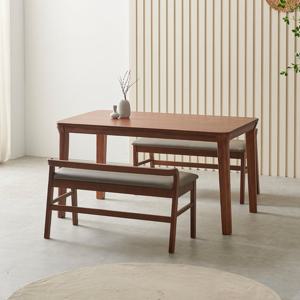 라로퍼니처 보스턴 1400 참죽나무 원목 4인 식탁 세트 (식탁+벤치2)