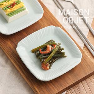 [윤도자기] 청아 도자기 정사각접시 소