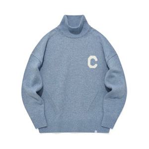 [커버낫] [TAG가 99,000] C 로고 터틀넥 니트 블루