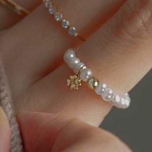 14k 퓨리 천연석 클로버 반지