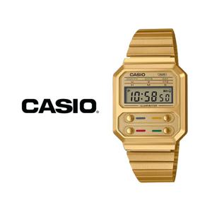 카시오 공용 빈티지 레트로 금장 메탈 전자 손목시계 A100WEG-9A