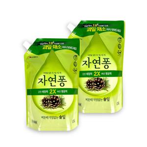 자연퐁 솔잎(1.1L 리필)-2개 주방세제 비린내 기름기 찌든때 설거지