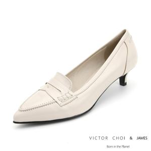 (VICTOR CHOI & james) W21P103 크림 페니 펌프스 여성 수제화