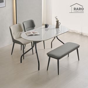 라로퍼니처 칼리아 1500 유광 타원 세라믹 4인 세트 (식탁+의자2+벤치1)