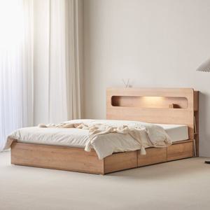 휴먼앤퍼니처 셀린 LED 책장 수납 침대 프레임 Q GHM122