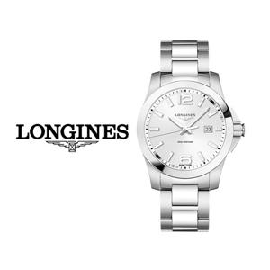 론진 콘퀘스트 실버 남자 메탈 쿼츠 손목시계 L3.759.4.76.6