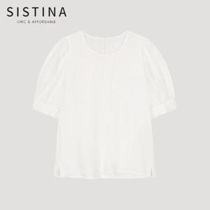 [SISTINA] 인기 셔링 라운드넥 블라우스_AWWBLO21510_OW