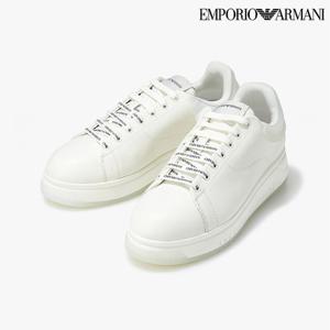 [엠포리오 아르마니]남성 리브드 이글 탭 레더 스니커즈 신발(A514131020)