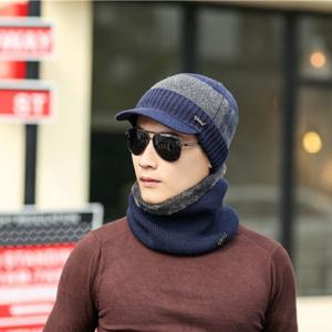 베이스 넥워머 니트모자 네이이 일체형니트챙모자