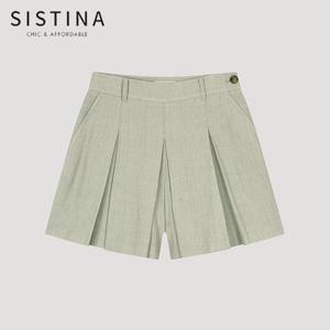 [SISTINA] 인기 린넨 플리츠 숏 퀼로트 팬츠_AWWSPO21740_BE