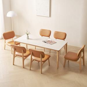 헤닝 오트밀 올화이트 세라믹 6인 낮은식탁 세트 1800 의자형