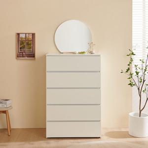 마리메종 밀키 800 5단서랍장+원형거울 화장대_착불