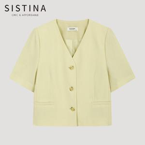 [SISTINA] 인기 브이넥 크롭 셋업 자켓_AWSJKO21050_LY