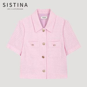 [SISTINA] 인기 트위드 칼라 크롭 자켓_AWWJKO21090_PI