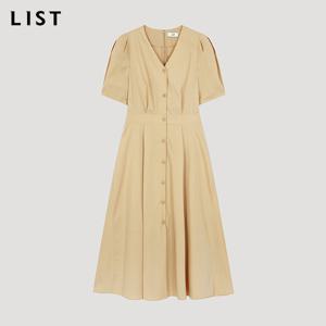 [리스트] 브이넥 퍼프 롱 원피스_TWWOPO60110_BE