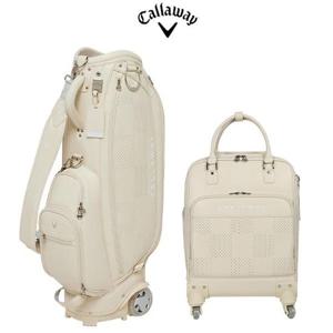 한국캘러웨이골프 로즈빌 바퀴 휠 캐디백 보스턴백 세트 베이지