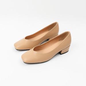 [신난다슈]여성 구두 펌프스 힐 4cm 미들힐 통굽 정장 구두 발편한 쿠션 RM2461272 베이지