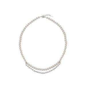 [티르리르] 티젠 실버화이트 비드 목걸이 TNSSVW14035M