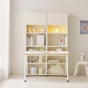 나무뜰 에듀S 공부방 LED 학생 책장 책상 6단 1200세트 DWF072C (착불)