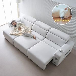 알렉스 4인 전동 슬라이딩 확장형 모션쇼파 USB 블루투스 무선충전 스피커 멀티기능 반려동물 스크래치방지 E0등급 리모컨 쇼파침대