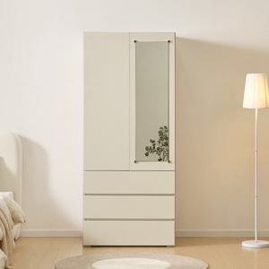 헤이즈 원터치 3단서랍 거울도어 장롱 옷장 810