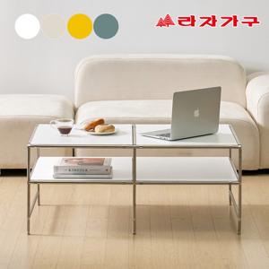 라자가구 세레나 미드센추리 강화유리 모듈철제 소파테이블1000