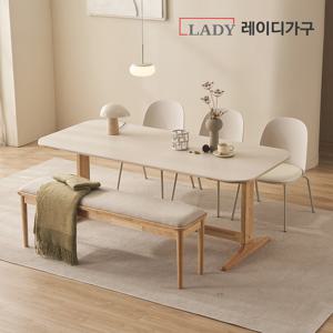 [3만원상품권]엘린 패밀리 원목 세라믹식탁 6인 세트 윈디벤치의자형