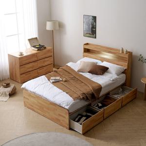 마르체 리움 LED통서랍 더블 수납침대+본넬매트리스 BKC798C (착불)