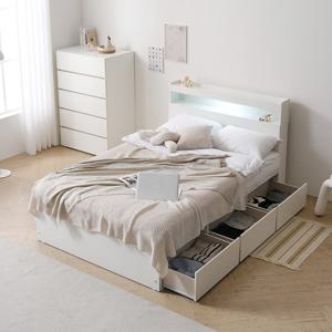 마르체 리움 LED 통서랍 수납 침대프레임 더블 BKC764C (착불)