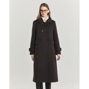 헤지스 여성 24FW 캐시미어 다크브라운 더블버튼 롱 코트 HSCO4D106W3