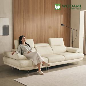 [리뷰이벤트]우아미가구 브엘 4인 무빙 헤드레스트 실리콘 가죽 쇼파 소파 2c