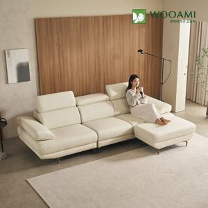 [리뷰이벤트]우아미가구 브엘 4인 무빙헤드 실리콘 가죽 소파+스툴 2color