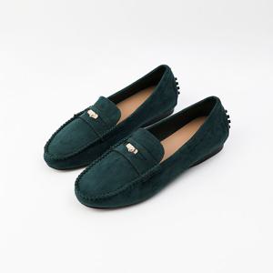 [신난다슈]여성 로퍼 단화 2cm 플랫 구두 슬립온 스웨이드 발편한 쿠션 GDR243041 그린