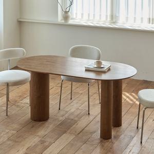 아씨방가구 로즈 고무나무 4인 원목 타원 식탁 1600