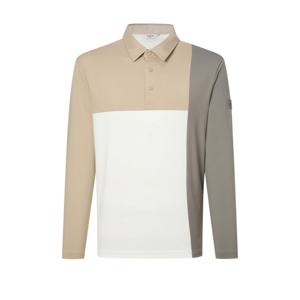 헤지스 골프 24FW 간절기필수템화이트 남성 컬러 블록 긴팔 카라티 HUTS4C921OW