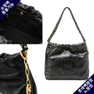 [헤지스핸드백] H패치 블랙 레더 숄더백 M HIBA5E551BK