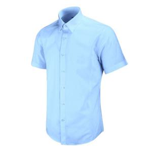 반팔슬림)블루 솔리드 셔츠_MS214