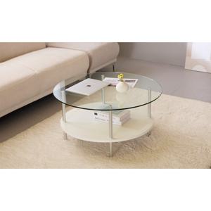 오브 레이어드 원형 650 거실 쇼파테이블 글라스+화이트