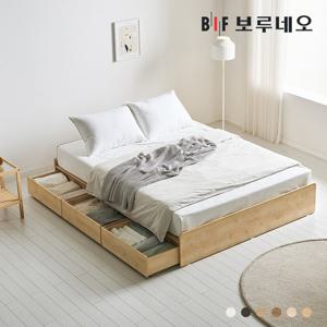 [착불] 보루네오 그린Po 무헤드 3서랍 수납 침대 독립유로탑매트리스 세트 Q