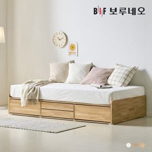 [착불] 보루네오 그린Po 무헤드 4서랍 수납 침대 본넬매트리스 세트 SS