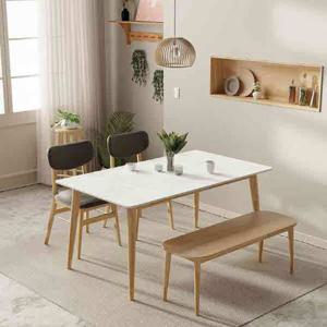 인트리 카페 루이 통세라믹 원목 4인 식탁세트 벤치형